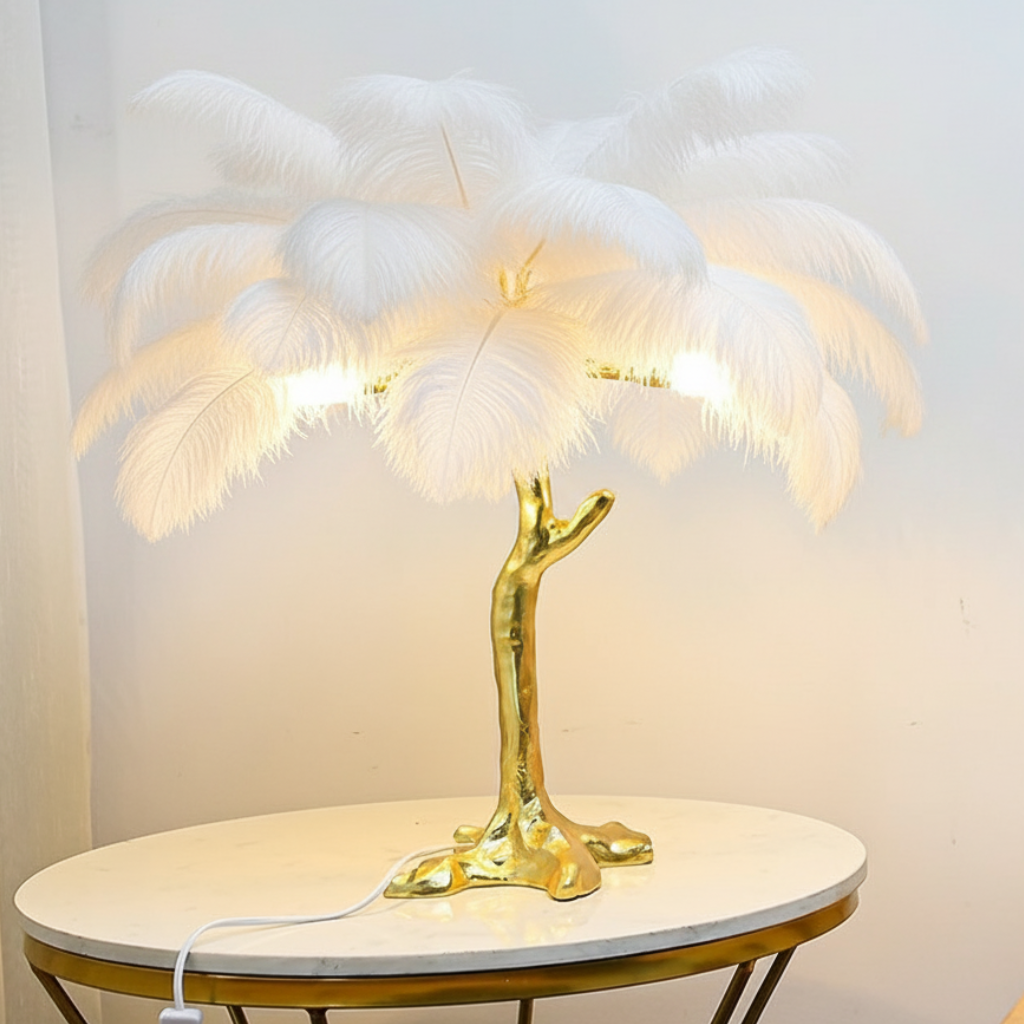 Virel Feather Floor Lamp White H60 cm-25 Feathers | Celestre