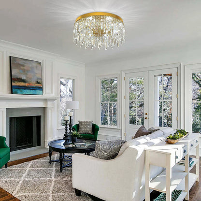 Sivo Crystal Round Prism Ceiling Light | Celestre