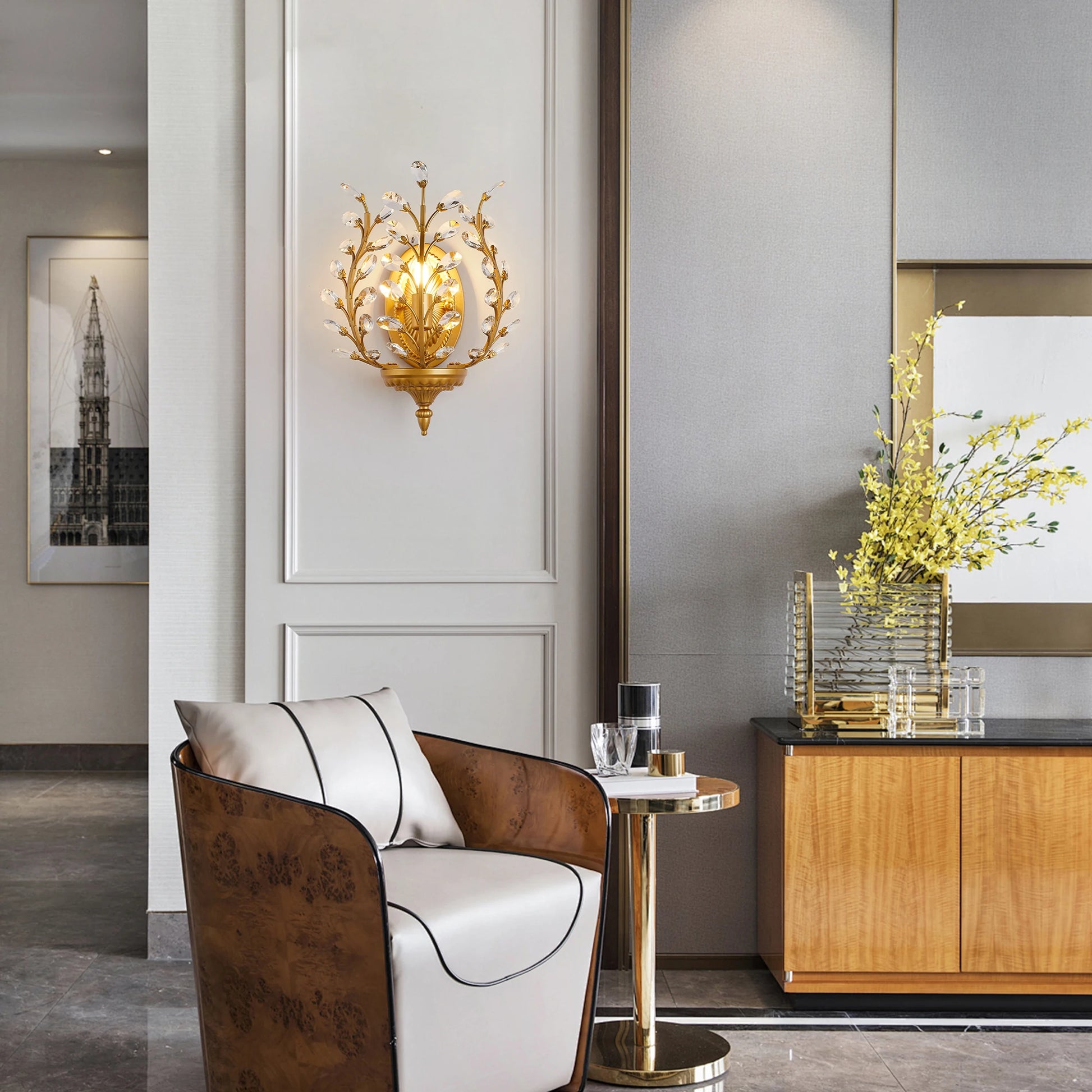 Tiri Budding Branch Crystal Wall Light | Celestre