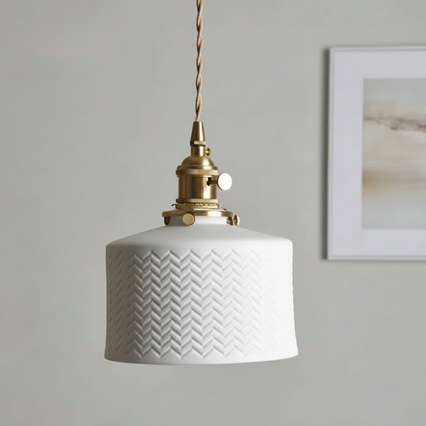Eron Ceramic Cylindrical Pendant Light Single Head | Celestre