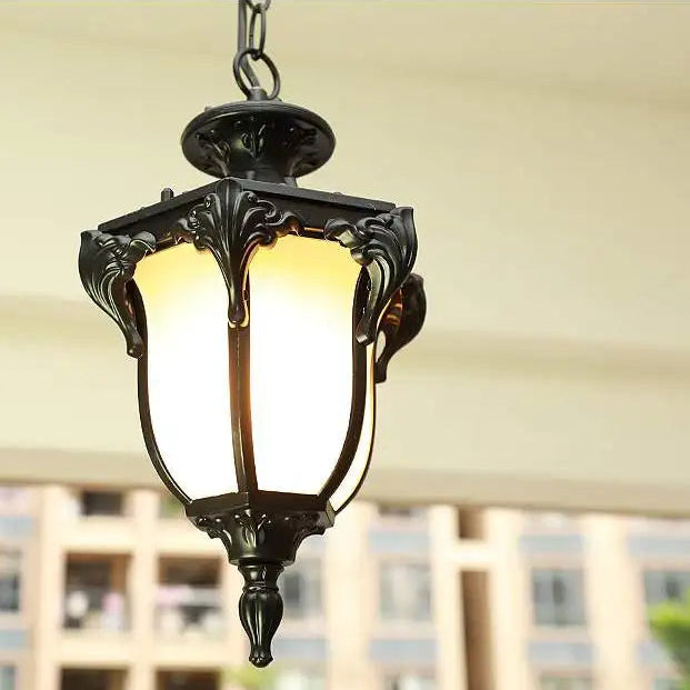 Niroe Scrollwork Urn Outdoor Pendant Light Black | Celestre
