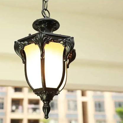 Niroe Scrollwork Urn Outdoor Pendant Light Black | Celestre