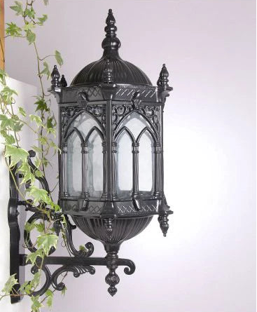 Ivri Gothic Outdoor Wall Lantern Black | Celestre