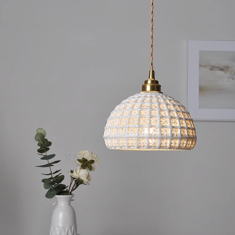 Brio Ceramic Reticulated Pendant Light Single Head | Celestre