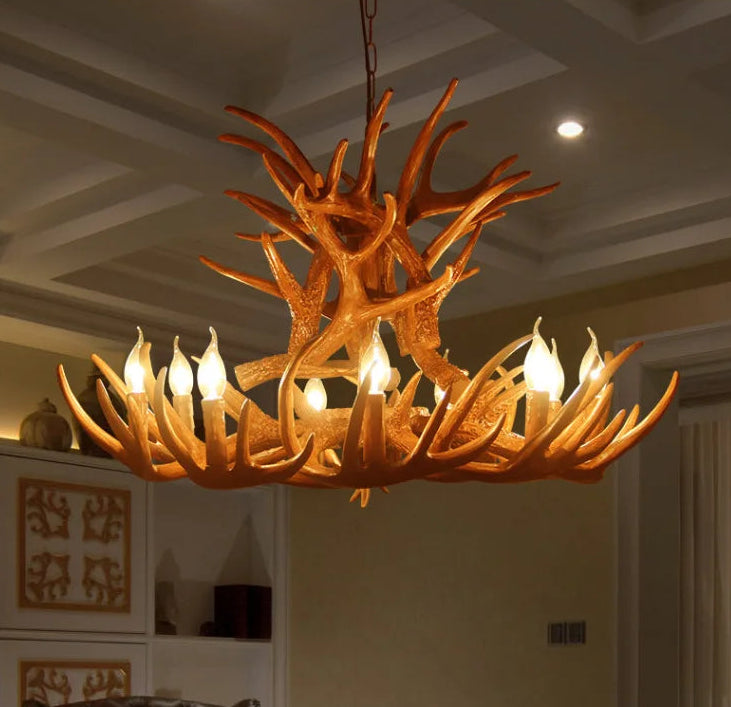 Ovle Retro Deer Antlers Candle Chandelier 83x58cm 9 Heads | Celestre