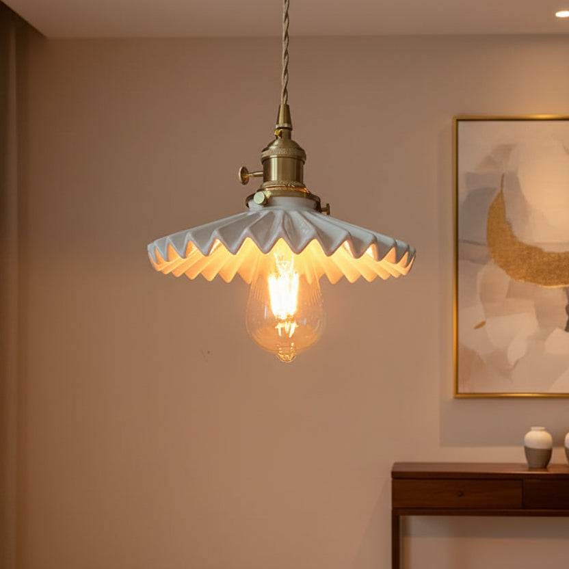 Osta Pleated Ceramic Pendant Light | Celestre