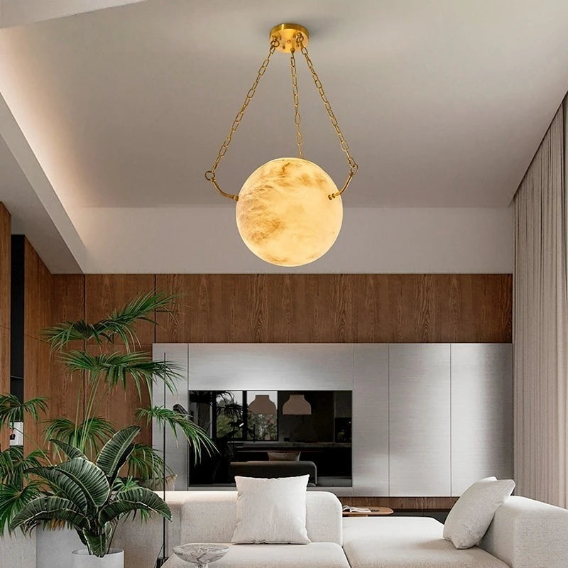 Jire Globe Alabaster Pendant Light | Celestre