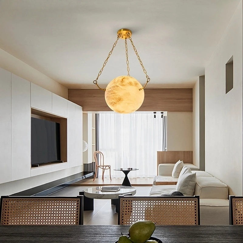 Jire Globe Alabaster Pendant Light | Celestre