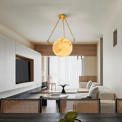 Jire Globe Alabaster Pendant Light | Celestre