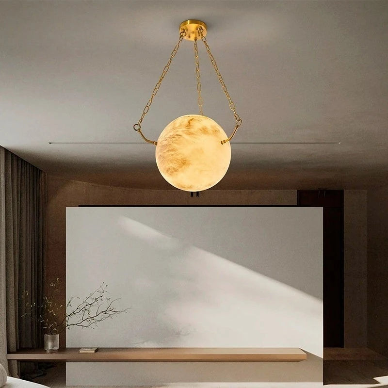 Jire Globe Alabaster Pendant Light | Celestre