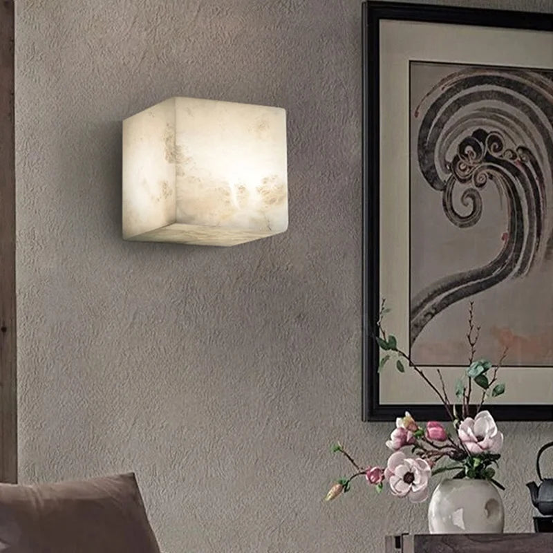 Mavi Alabaster Cube Wall Light | Celestre
