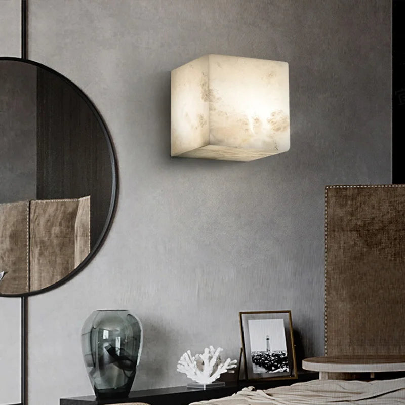 Mavi Alabaster Cube Wall Light | Celestre