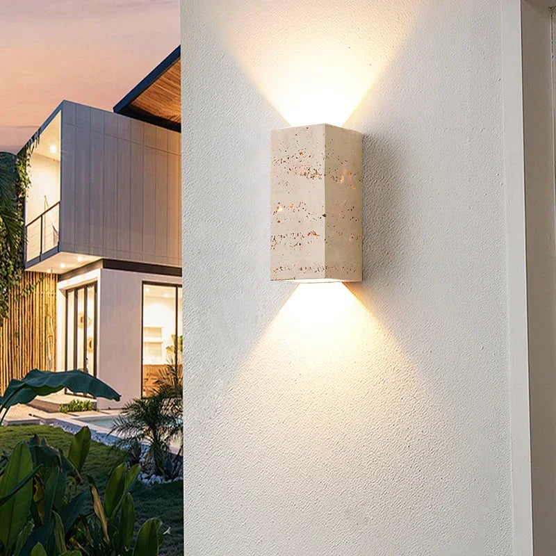 Biti Travertine Outdoor Wall Light W 8 cm x H 16 cm | Celestre