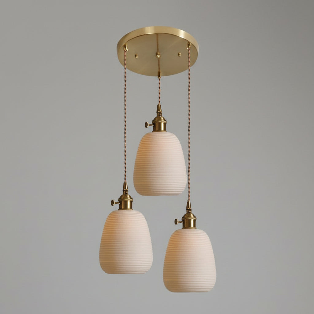 Texa Ceramic Dome Pendant Light 3 Heads Circular | Celestre