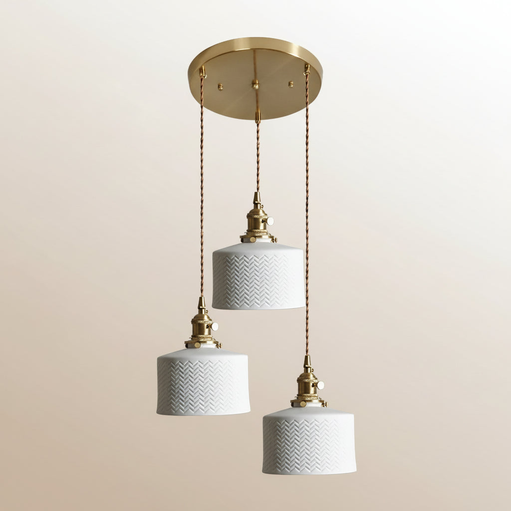 Eron Ceramic Cylindrical Pendant Light 3 Heads Circular | Celestre