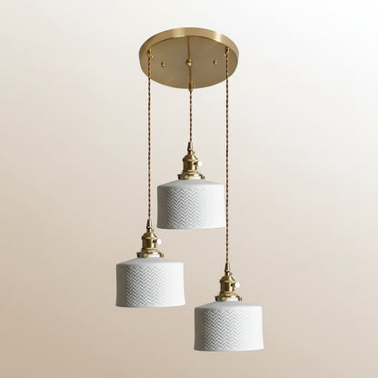 Eron Ceramic Cylindrical Pendant Light 3 Heads Circular | Celestre
