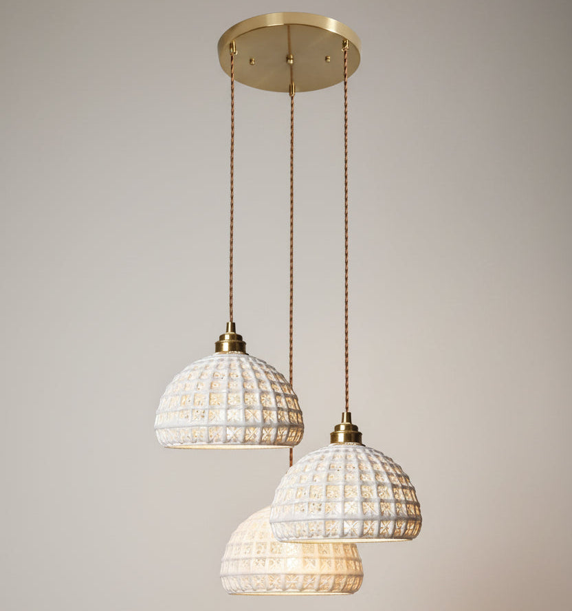 Brio Ceramic Reticulated Pendant Light 3 Heads Circular | Celestre