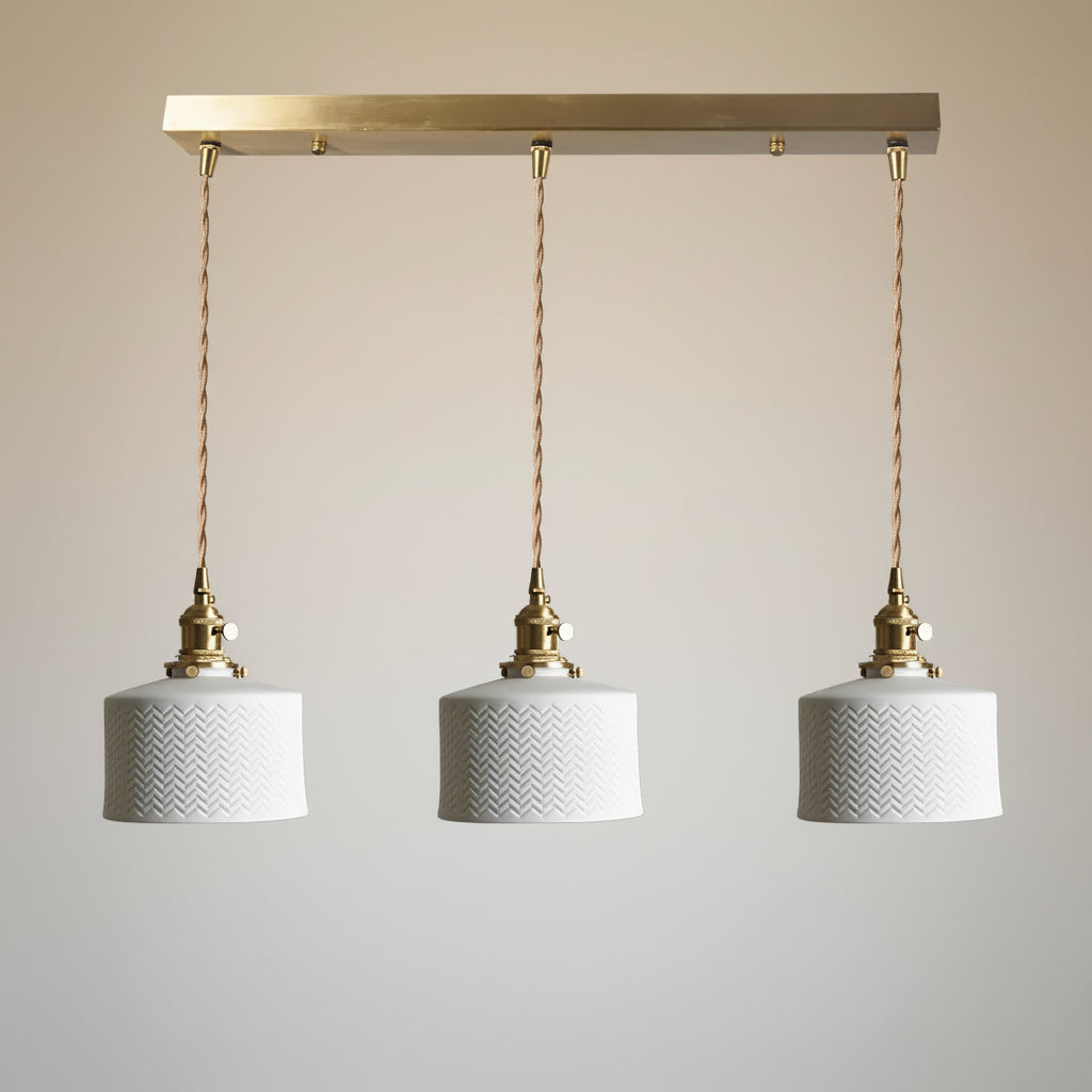 Eron Ceramic Cylindrical Pendant Light 3 Heads Linear | Celestre