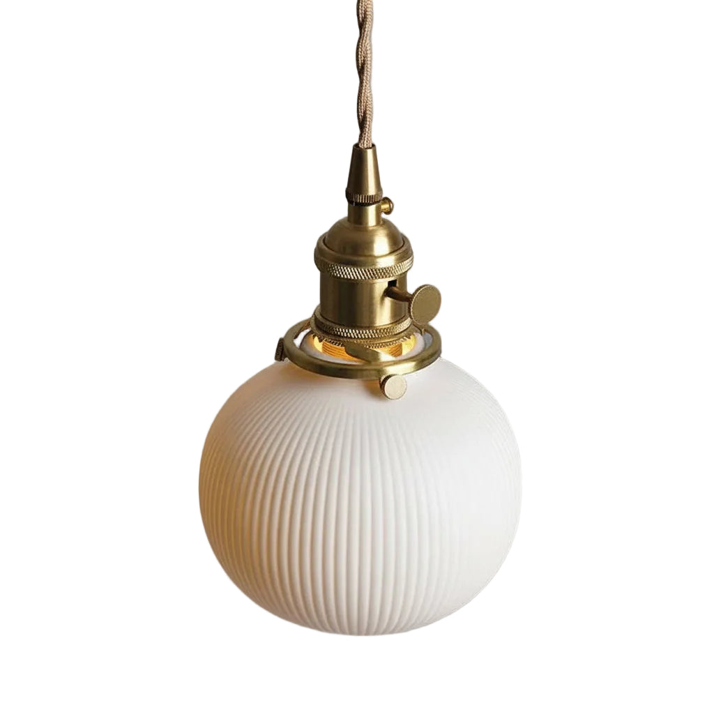 Vevi Ceramic Ribbed Globe Pendant Light | Celestre
