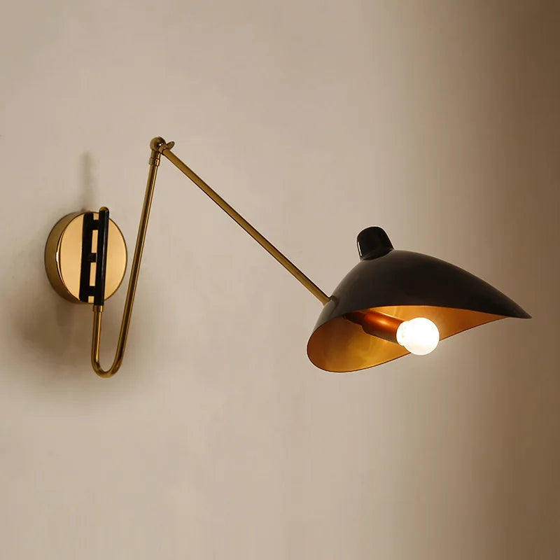 Nexo Duckbill Swing Arm Wall Light Black and Gold | Celestre
