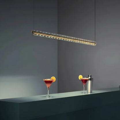 Zola Linear Rings Flute Pendant Light Gold L 130 cm | Celestre