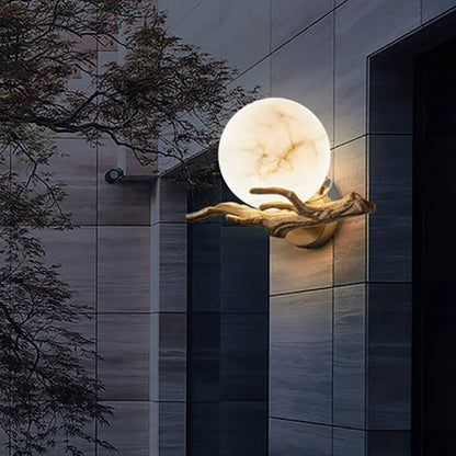 Rila Outdoor Marble Moon Wall Light | Celestre