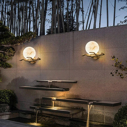 Rila Outdoor Marble Moon Wall Light | Celestre
