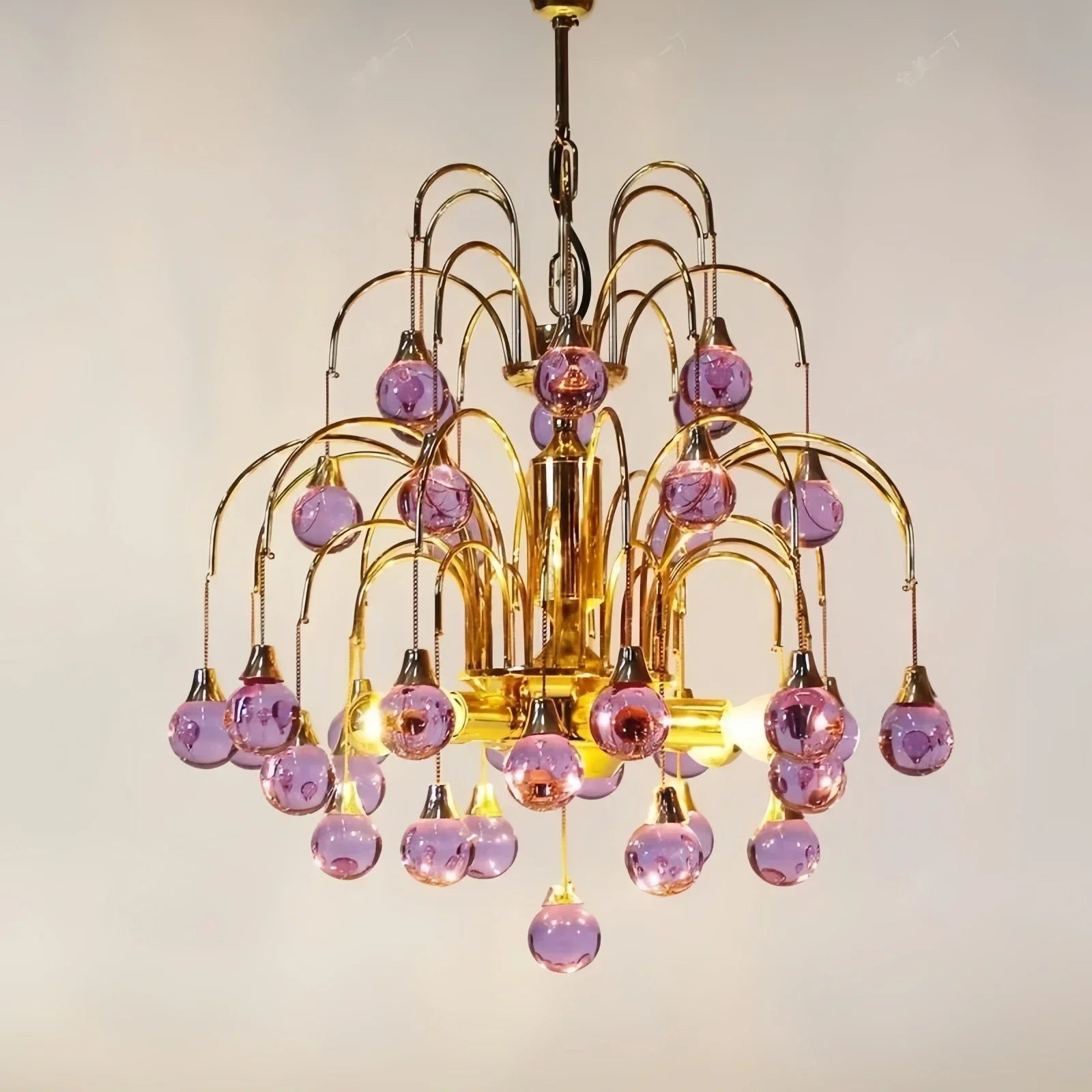 Bair Cherry Stained Glass Chandelier Purple D 60 cm x H 60 cm | Celestre