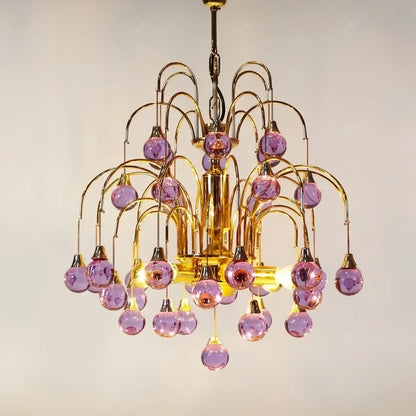 Bair Cherry Stained Glass Chandelier Purple D 60 cm x H 60 cm | Celestre
