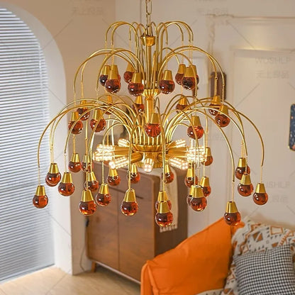 Bair Cherry Stained Glass Chandelier Red D 80 cm x H 80 cm | Celestre
