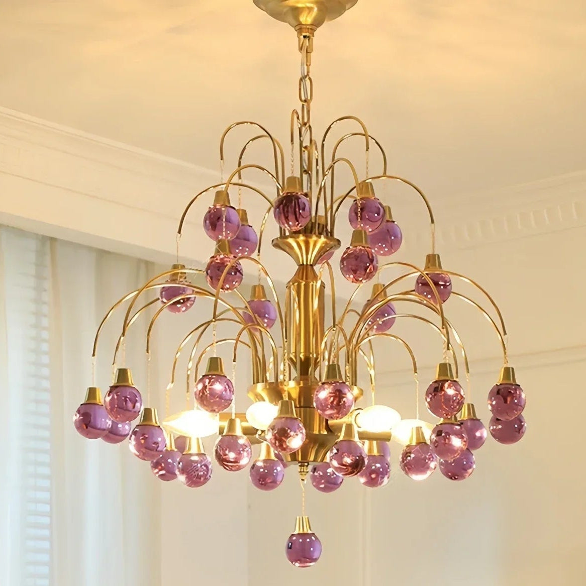 Bair Cherry Stained Glass Chandelier Purple D 80 cm x H 80 cm | Celestre