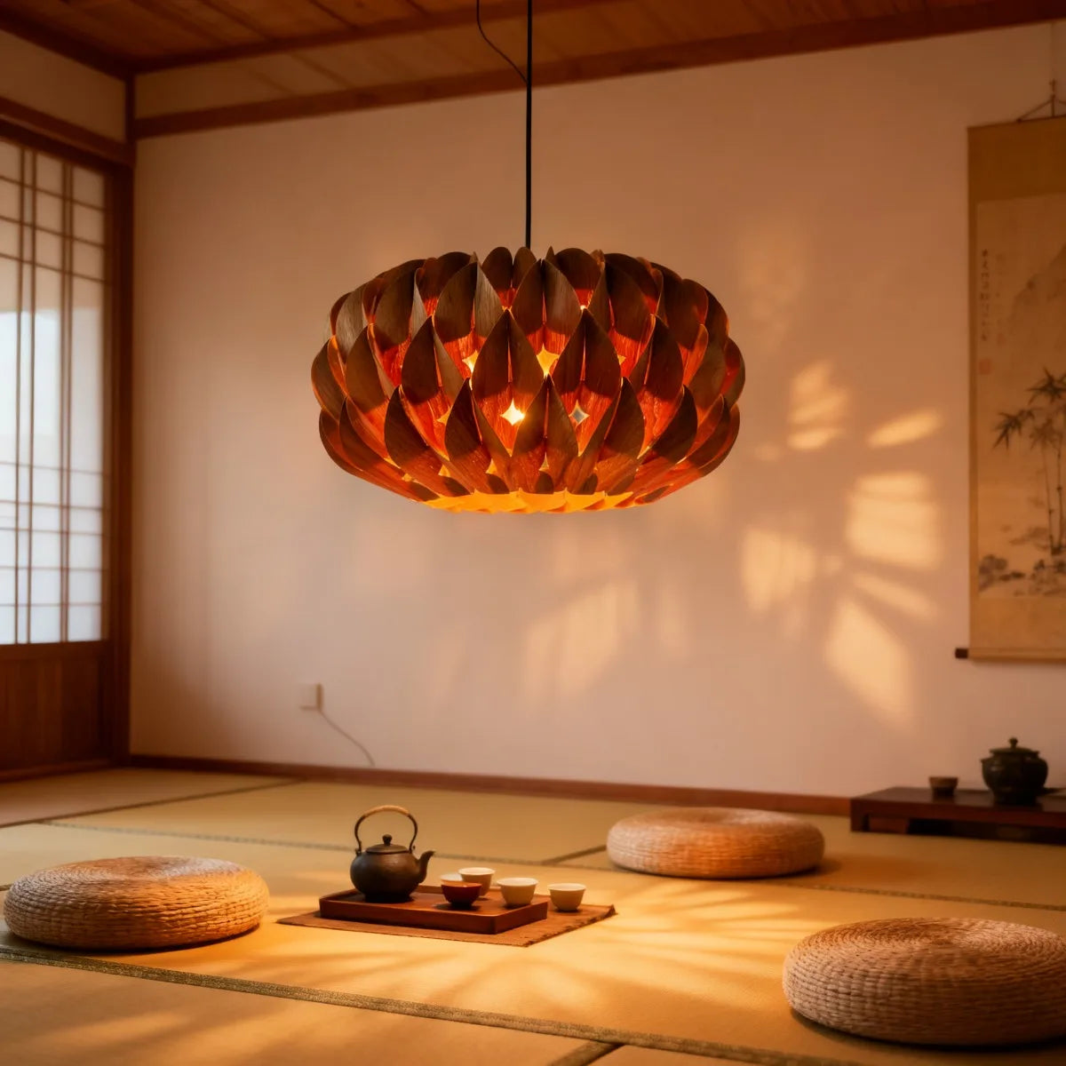 Gris Japandi Veneer Pendant Light Coffee | Celestre