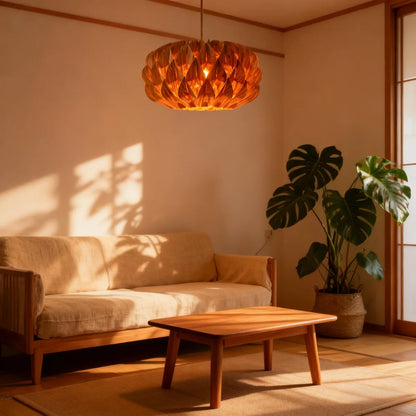 Gris Japandi Veneer Pendant Light | Celestre