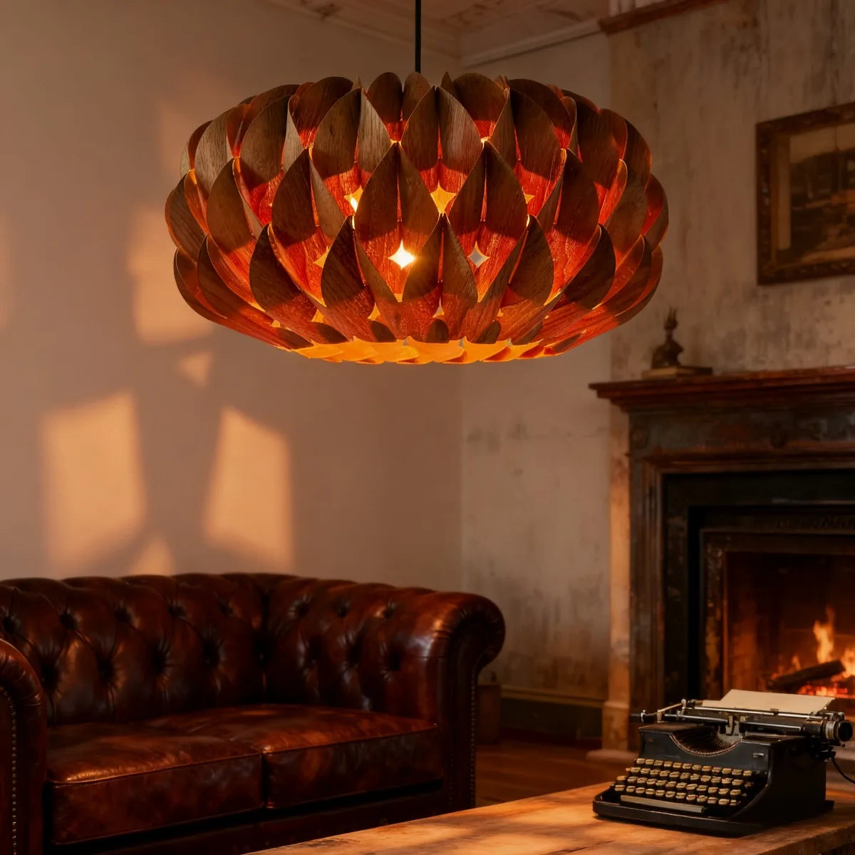 Gris Japandi Veneer Pendant Light | Celestre