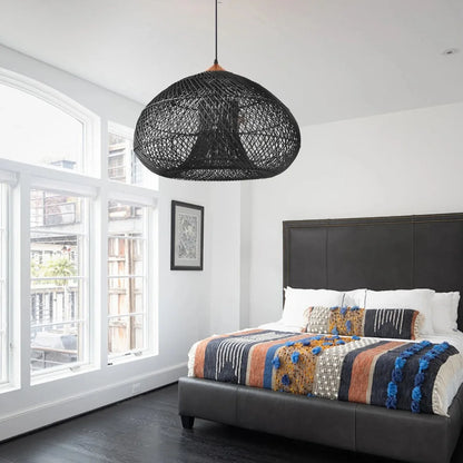 Ivor Wabi-sabi Rattan Pendant Light Black 60 cm x 38 cm | Celestre