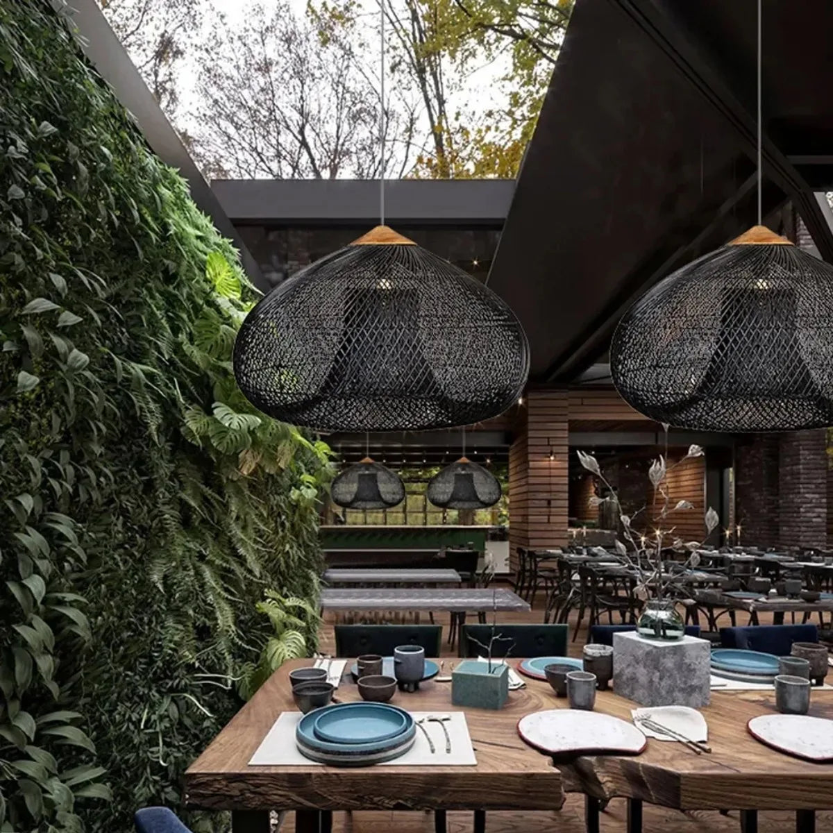 Ivor Wabi-sabi Rattan Pendant Light Black 70 cm x 45 cm | Celestre