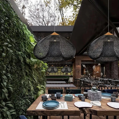 Ivor Wabi-sabi Rattan Pendant Light Black 70 cm x 45 cm | Celestre