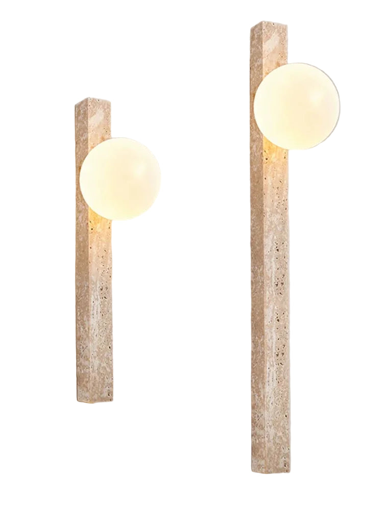 Arova Linear Travertine Orb Wall light | Celestre