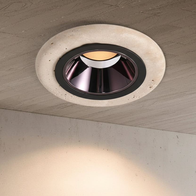 Niri Round Travertine Spotlight Ceiling Light Black | Celestre