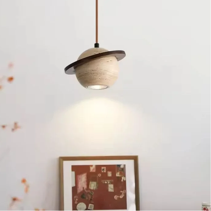 Brevi Saturn Travertine Pendant Light | Celestre