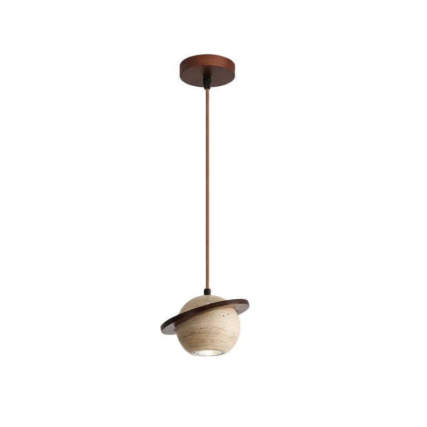 Brevi Saturn Travertine Pendant Light | Celestre