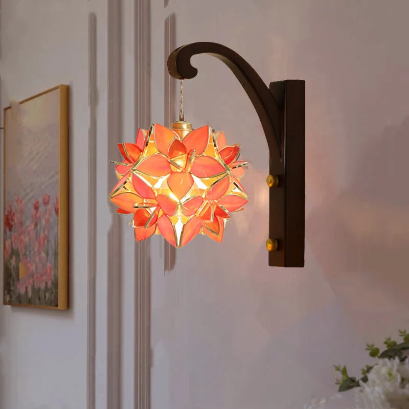 Bevir Petal Tiffany Wall Light Pink | Celestre