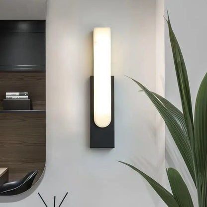 Nemi Alabaster Linear Oval Wall Light Black | Celestre