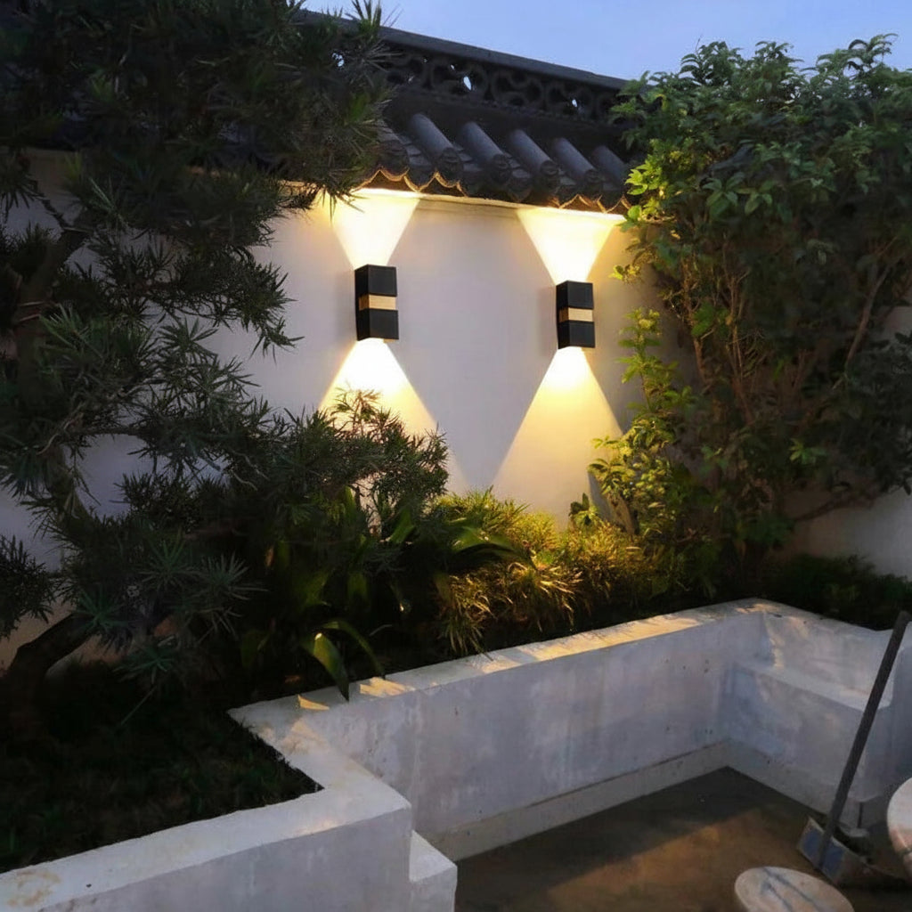 Dene Rectangular Outdoor Wall Light Black-Gold | Celestre