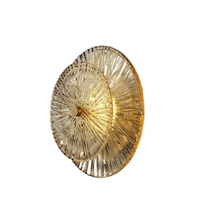 Erel Ribbed Layered Round Wall Light | Celestre
