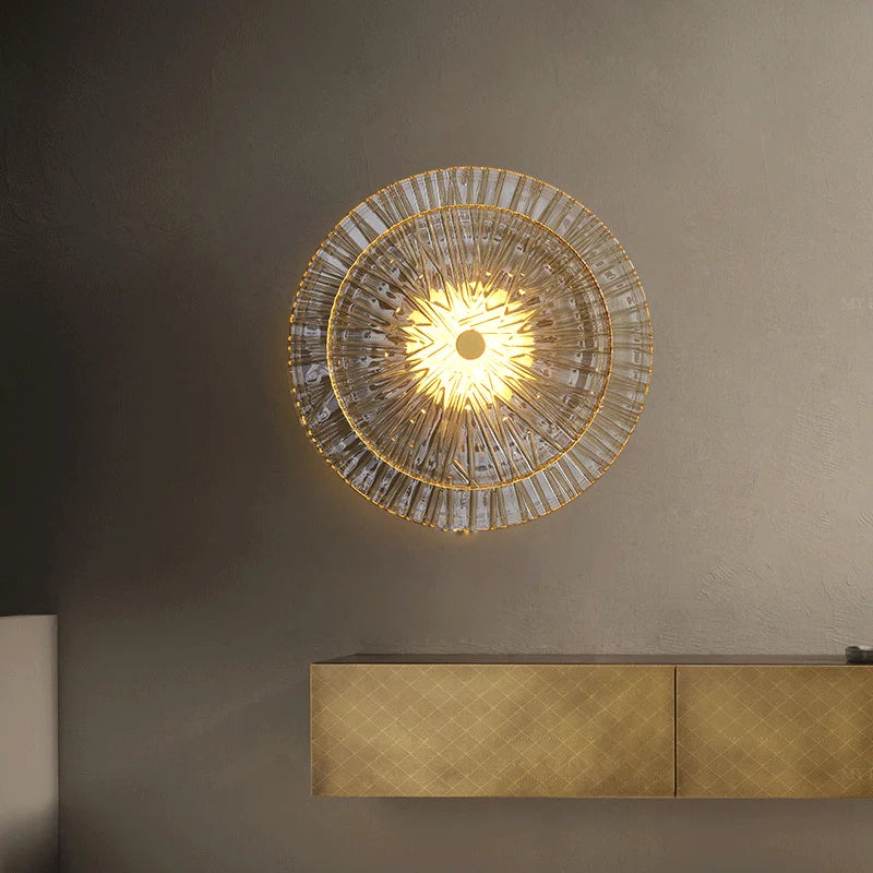 Erel Ribbed Layered Round Wall Light D 20 cm | Celestre