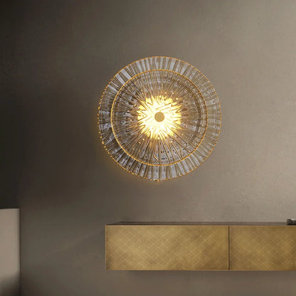 Erel Ribbed Layered Round Wall Light D 20 cm | Celestre