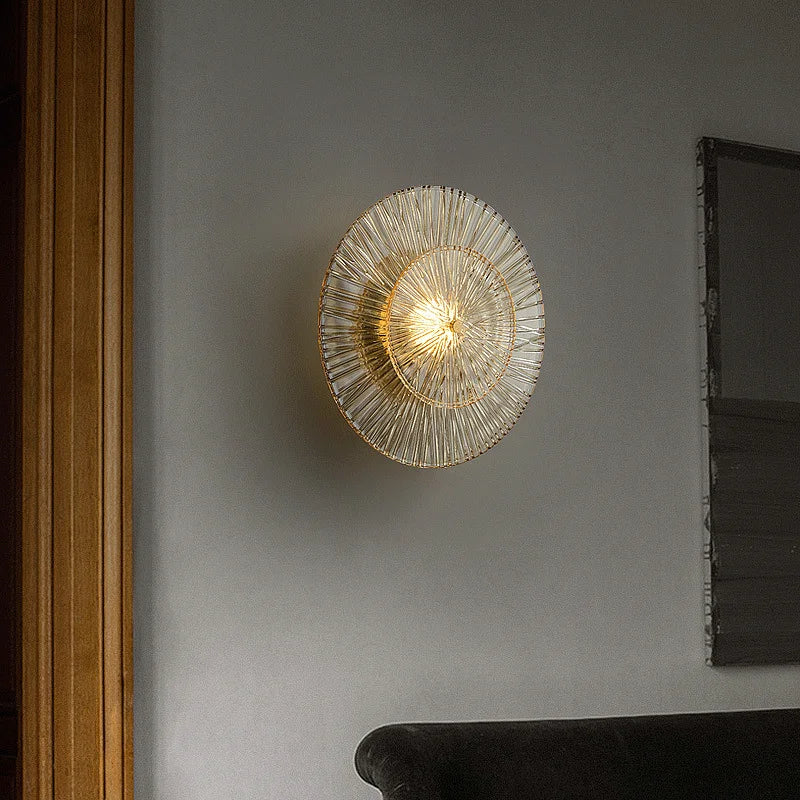 Erel Ribbed Layered Round Wall Light | Celestre