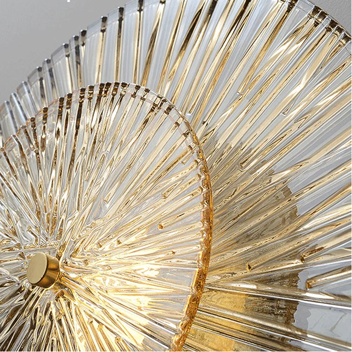 Erel Ribbed Layered Round Wall Light | Celestre