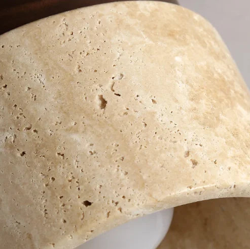 Naren Travertine and Wood Ceiling Light | Celestre